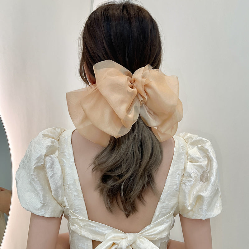 3 Pc - Women's chiffon spring clip ponytail back head big hairpin (Mix Color OPP Packing) (1 Pc Price - 52)