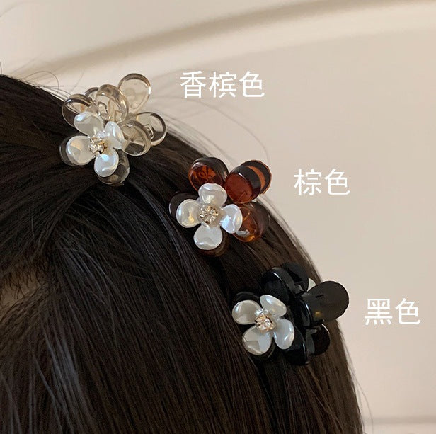 10 Pc - Rhinestone flower small grab clip opp packing (1 Pc Price - 8)