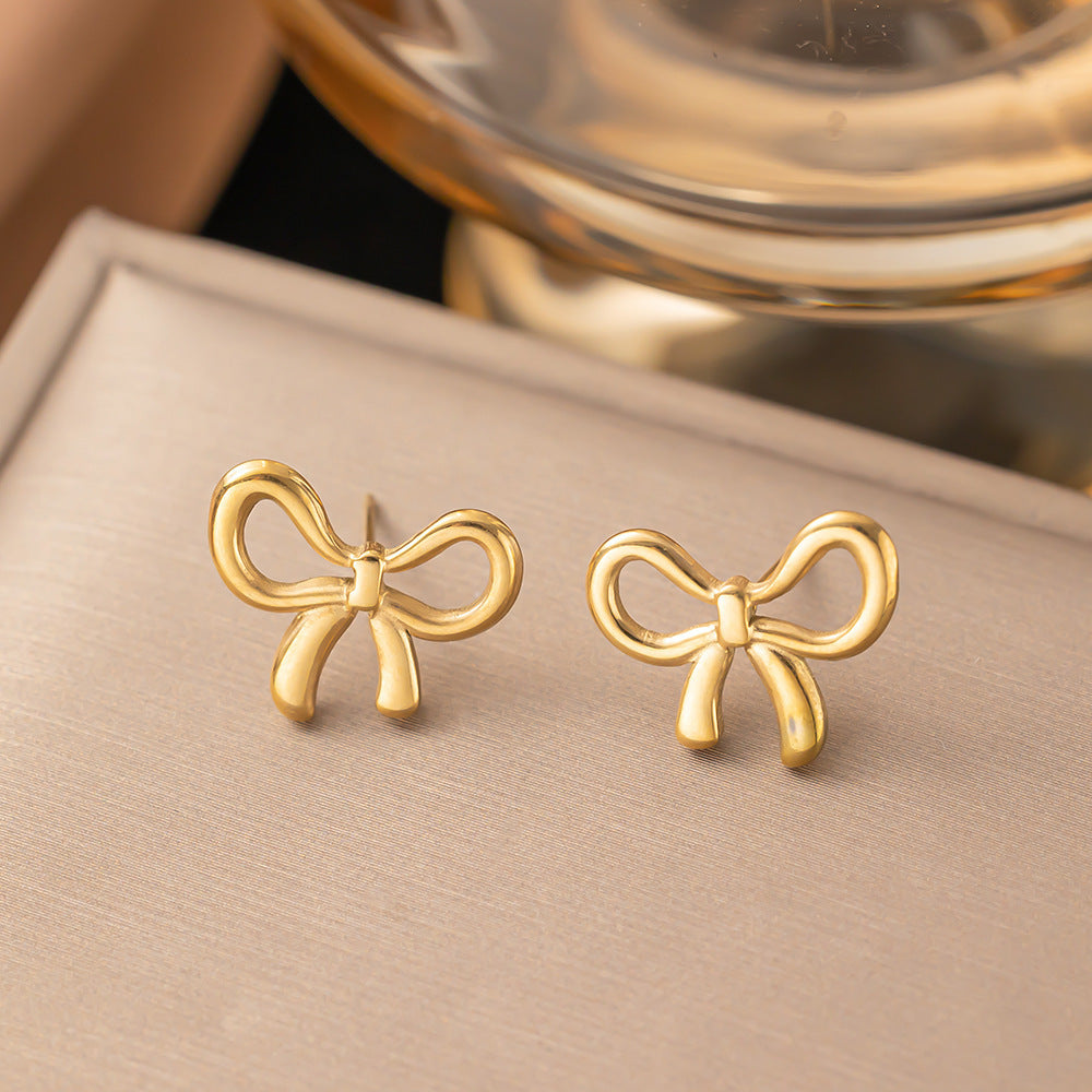 3 Pairs - Anti Tarnish Bowknot earrings gold (1 Pair Price - 60)