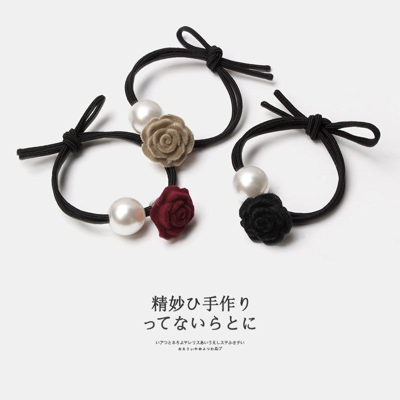 10 Pc - Gentle Elegant Rose Flower Head Rope Hair Tie (Mix Color OPP bag) (Unit Price 6)