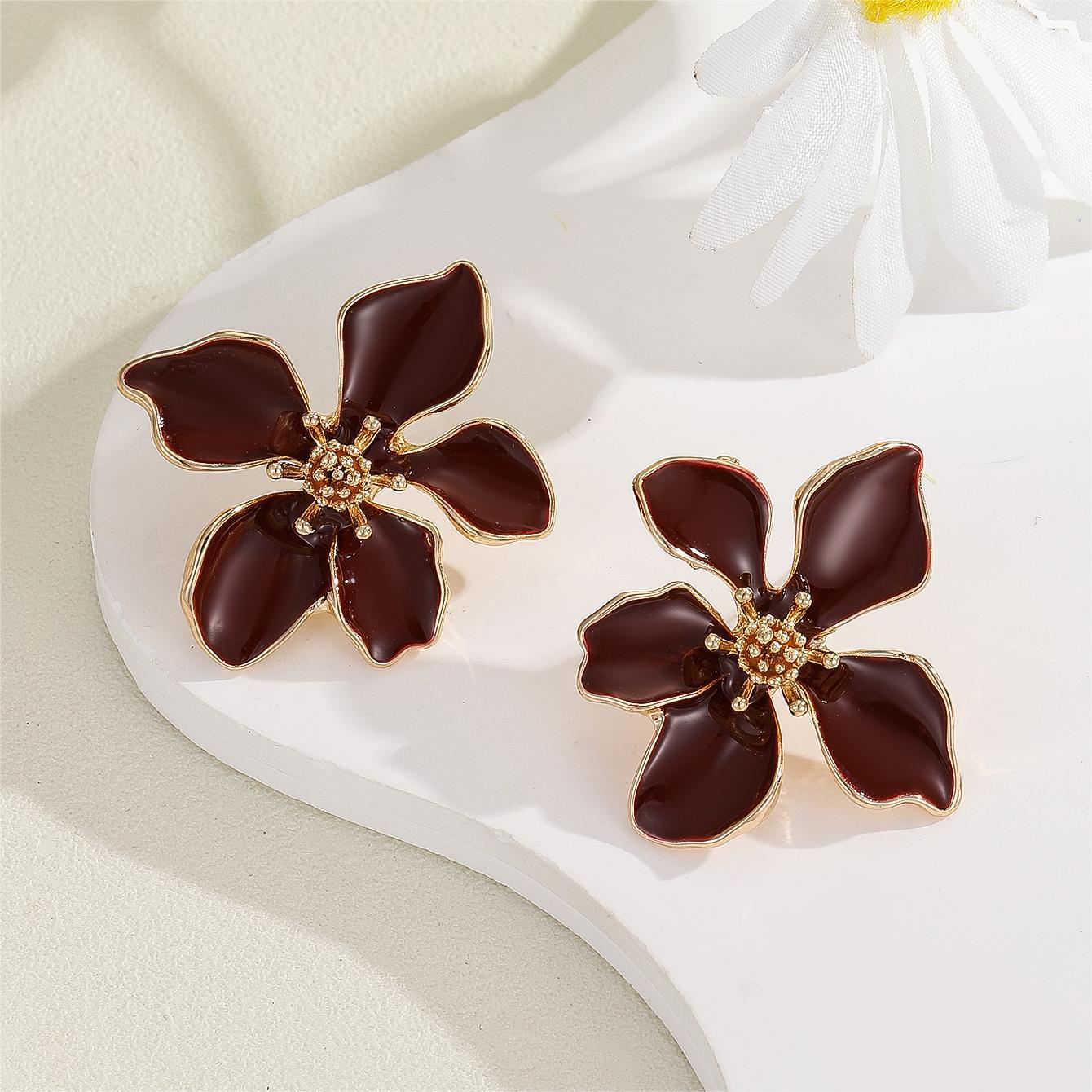 6 Set - Oil-drop flower earrings (Mix color) (Unit price 39)