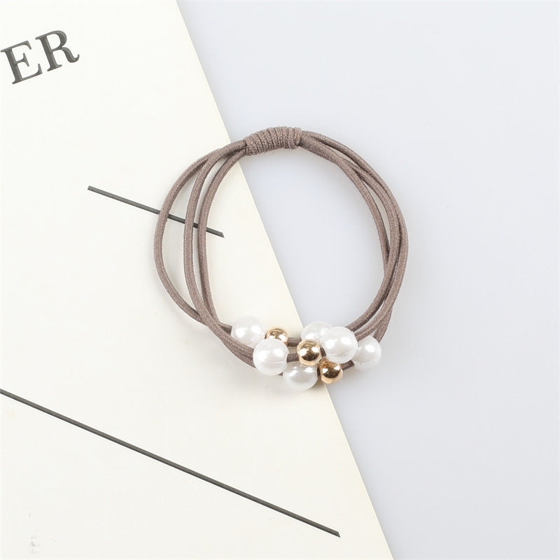 10 Pc - Three-line pearl base rubber band - Khaki (1 Pc Price - 4)