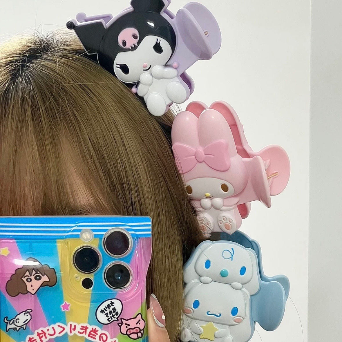 3 Pc - Sanrio Clip Cinnamon Dog Kuromi Pacha Dog Clip Cute Hair Accessories Acrylic Shark Clip Small Hair Clip (Unit Price 22)