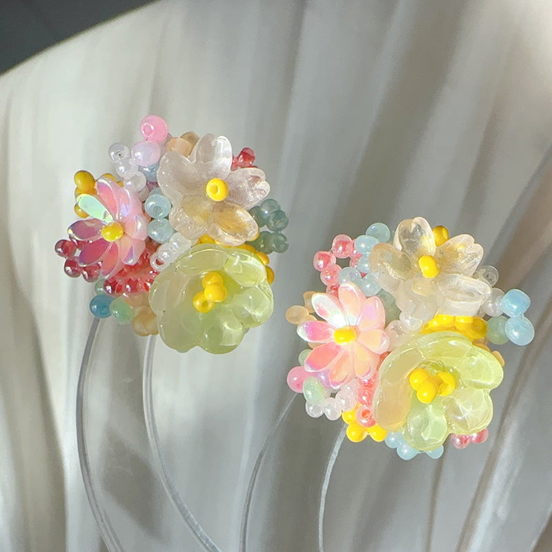 6 Set - Holiday style colorful hydrangea flower earrings (Mix color) (Unit price 88)