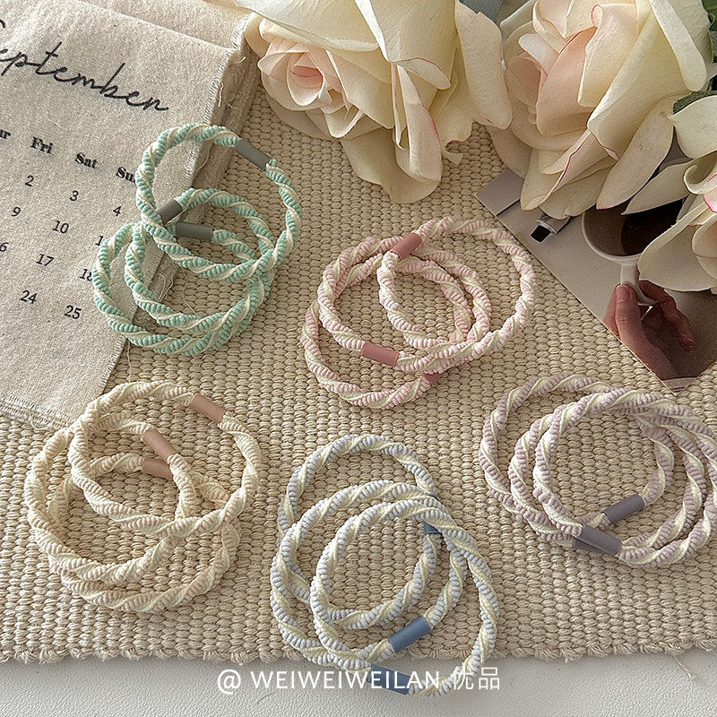 20 Pc - Korean New Color Twill High-Elastic Hair Rope Ponytail Rubber Band opp packing (1 Pc Price - 4)