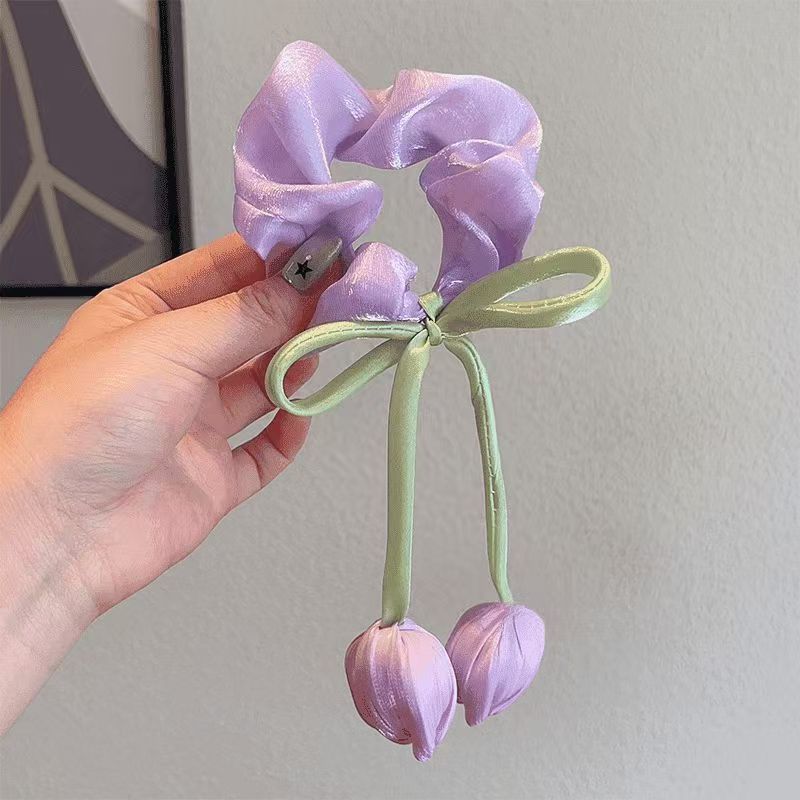 6 Pc - Sweet tulip flower rubber band hairtie (Mix Color) (Unit Price - 27)