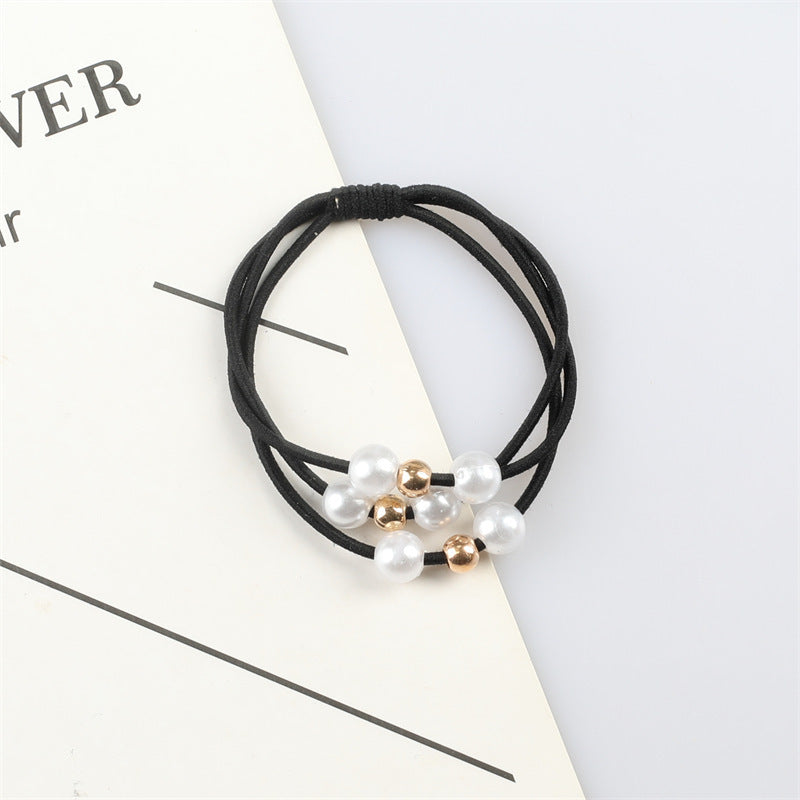 10 Pc - Three-line pearl base rubber band - Black (1 Pc Price - 4)
