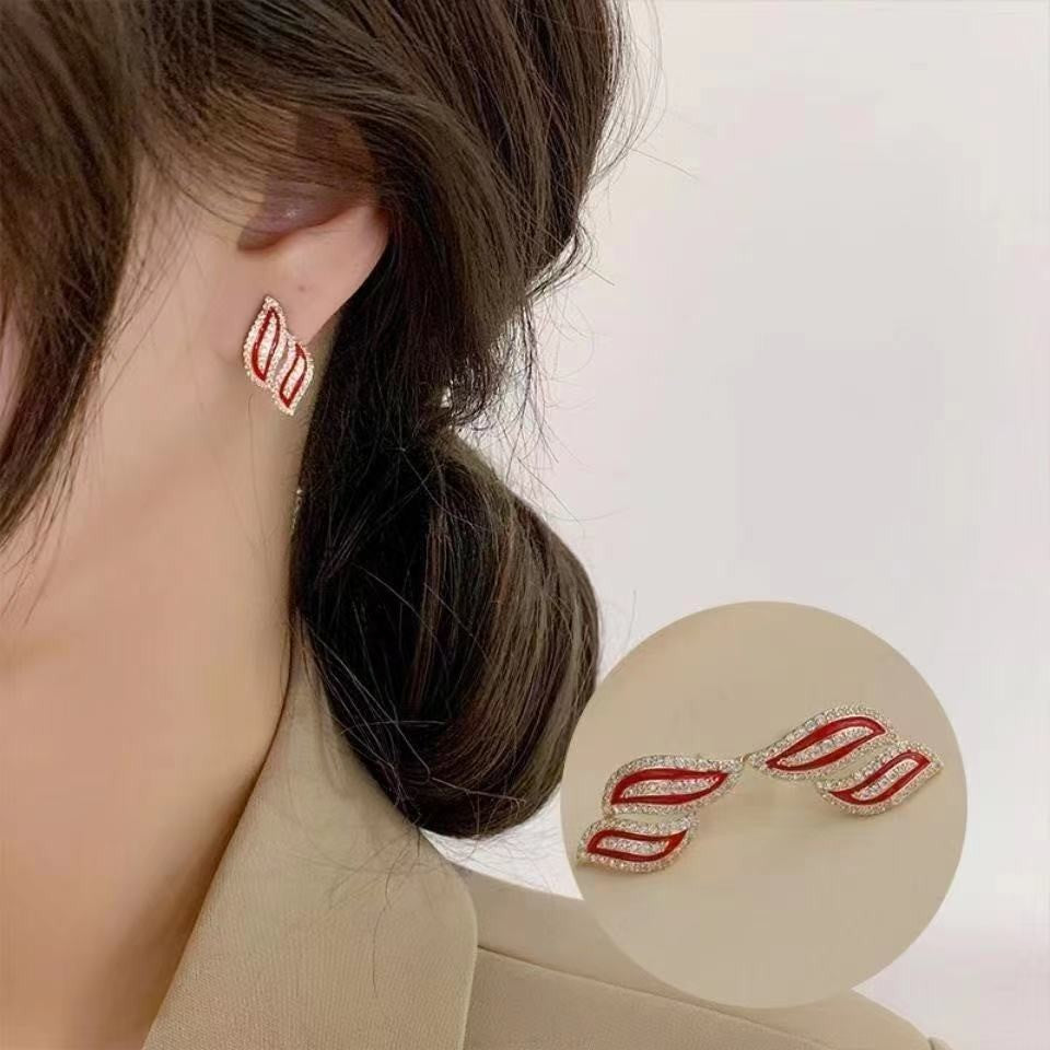 6 Set - Micro-diamond leaf earrings (Mix Colors) (Unit price 35)