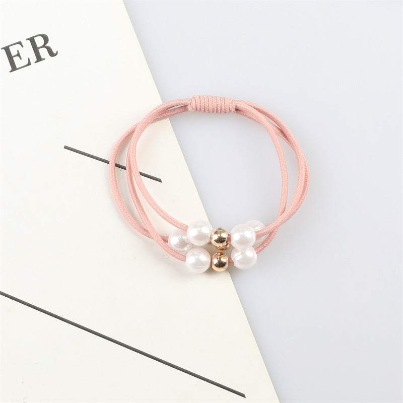 10 Pc - Three-line pearl base rubber band - Light Pink (1 Pc Price - 4)