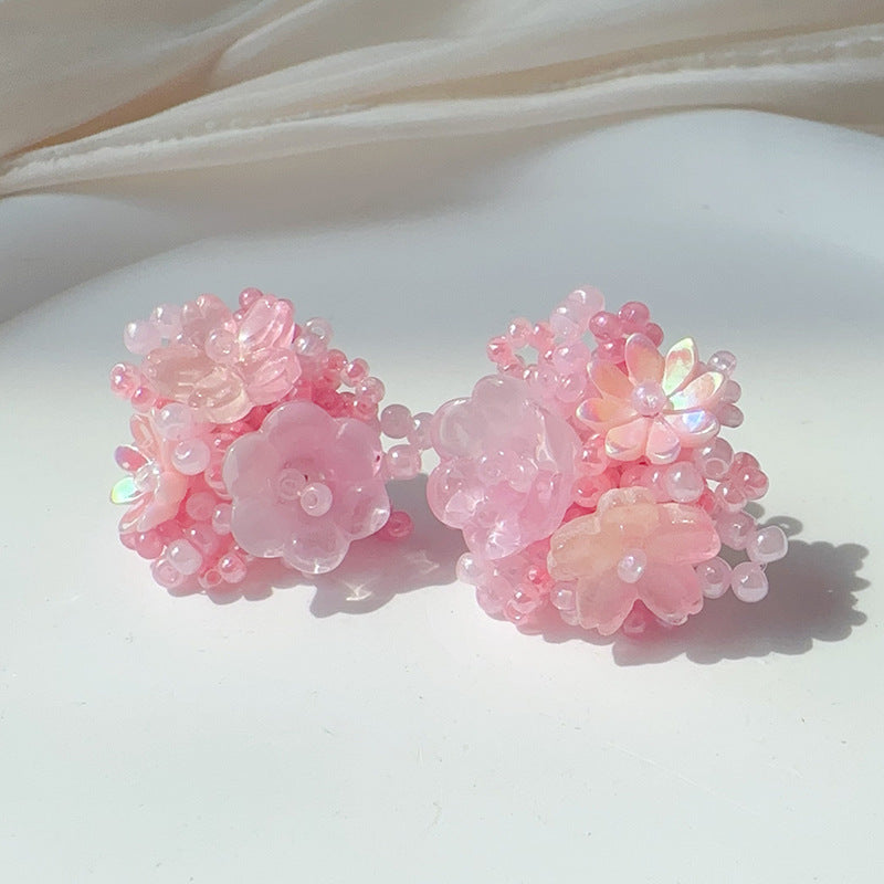 6 Set - Holiday style colorful hydrangea flower earrings (Mix color) (Unit price 88)
