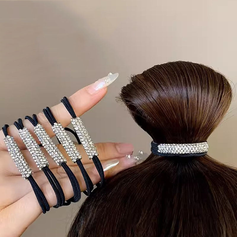 10 Pc - Flash Rhinestone Ponytail Buckle Head Rope (in OPP bag) (Unit Price 6)