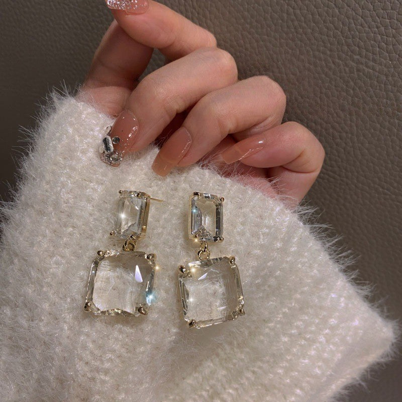 6 Pairs - Vintage artificial crystal studded square earrings (Mix Color) (1 Pair Price - 42)
