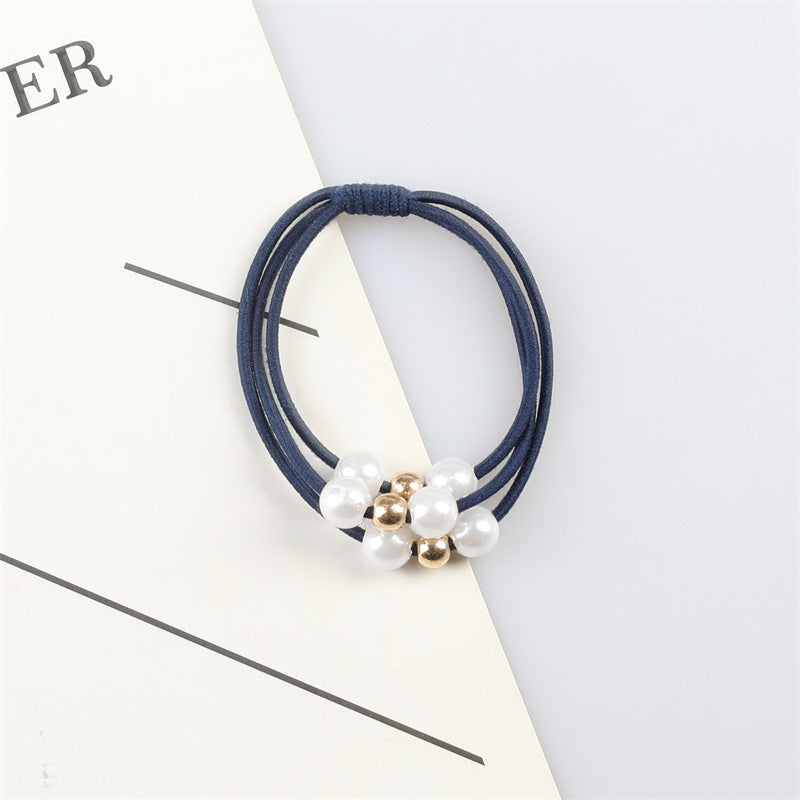 10 pc - Three-line pearl base rubber band - Navy blue (1 Pc Price - 4)