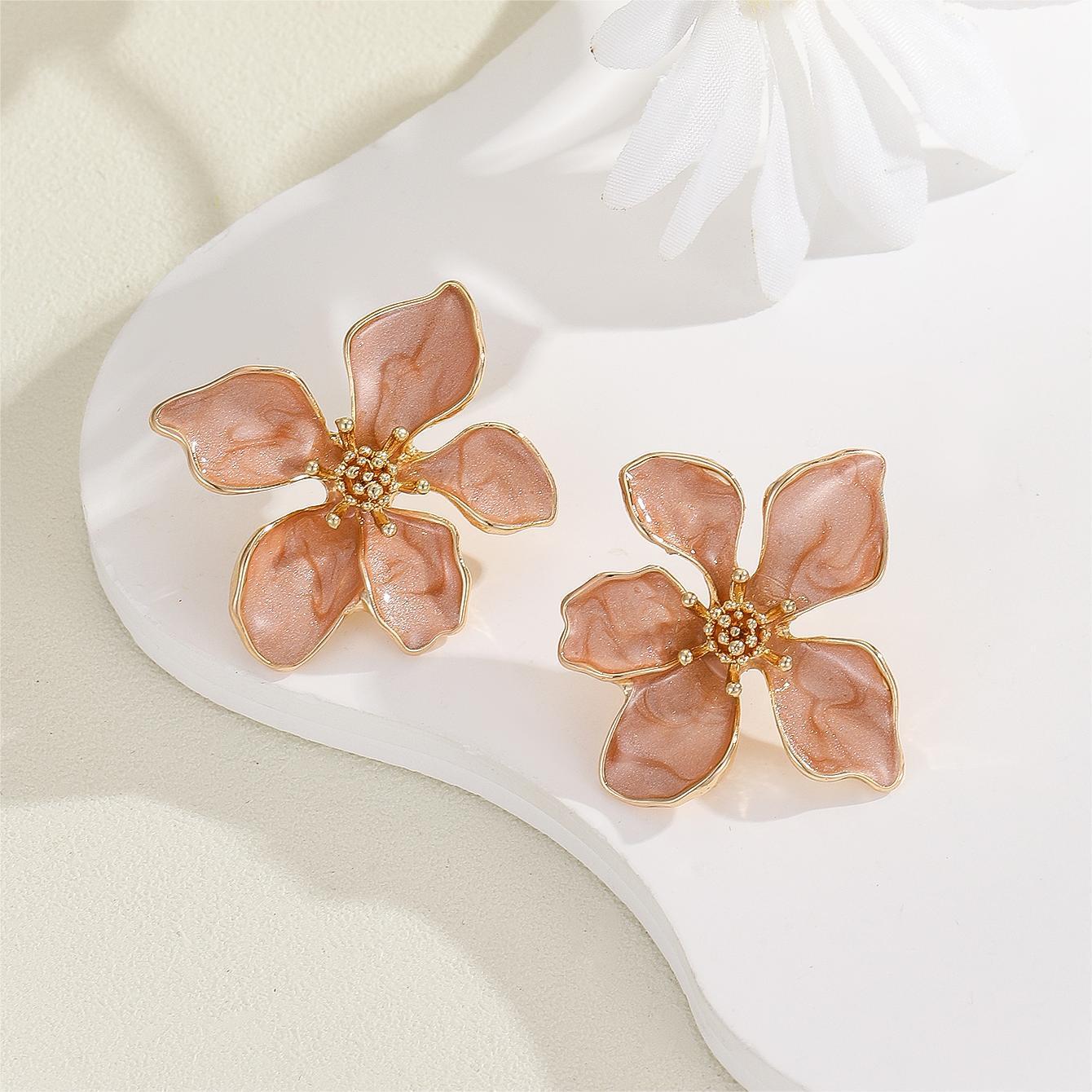 6 Set - Oil-drop flower earrings (Mix color) (Unit price 39)