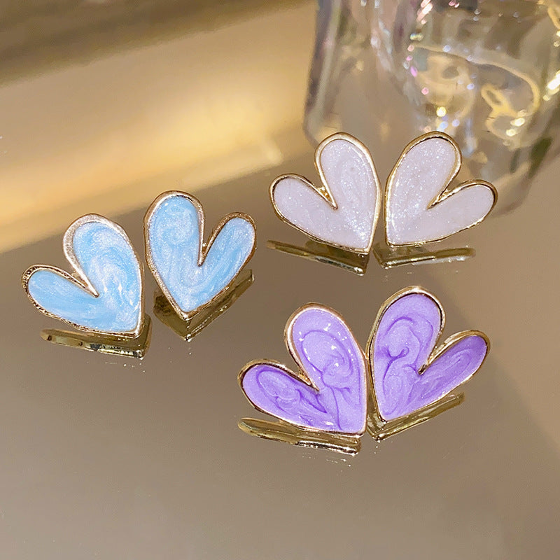 6 Set - French heart earrings (Mix color) (Unit price 21)