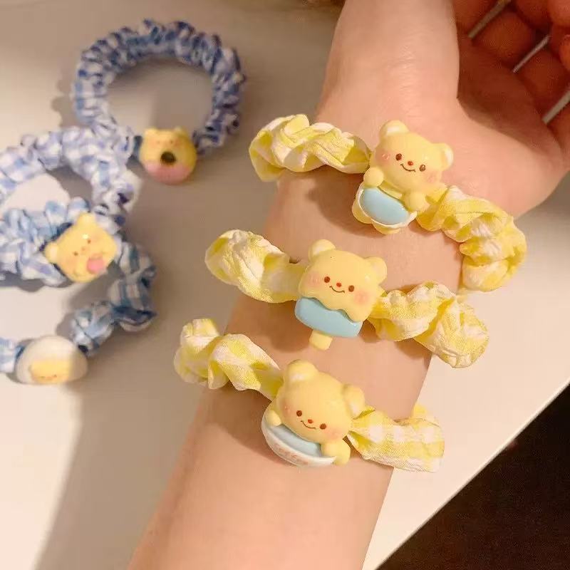 10 Pc - Cute Cartoon Bear Hair Band Ponytail Holder Rubberband (Mix color OPP bag) (Unit Price 8)
