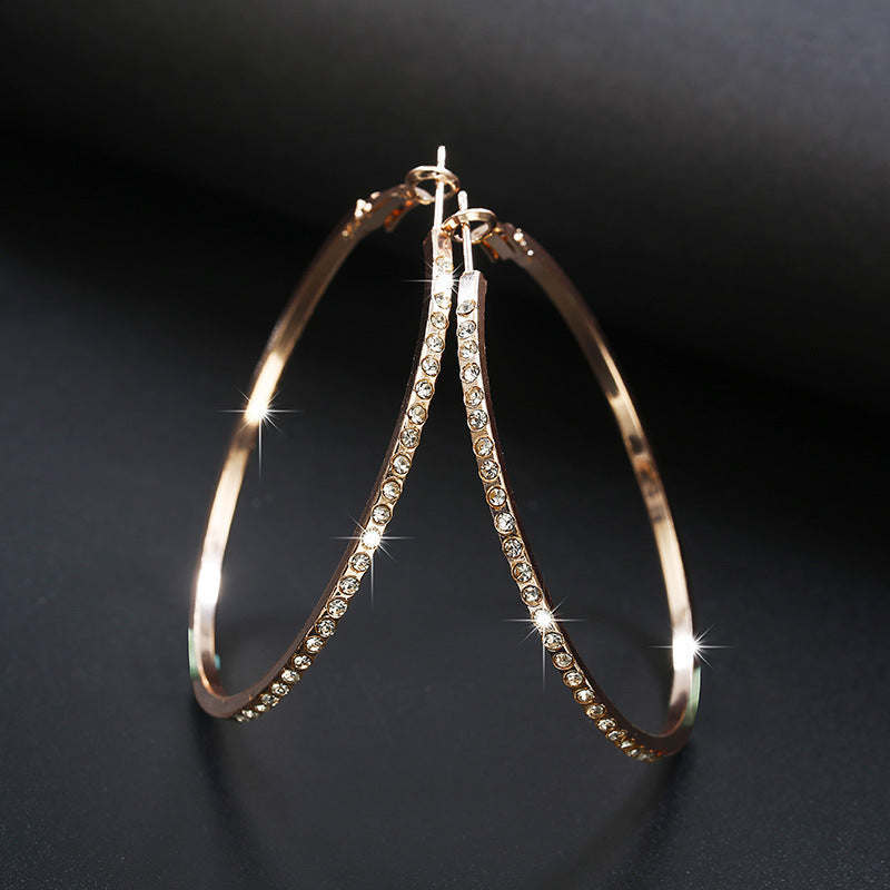 6 Pairs - Exaggerated Sparkling Circle Diamond Large Earrings (Mix Color) (1 Pair Price - 39)