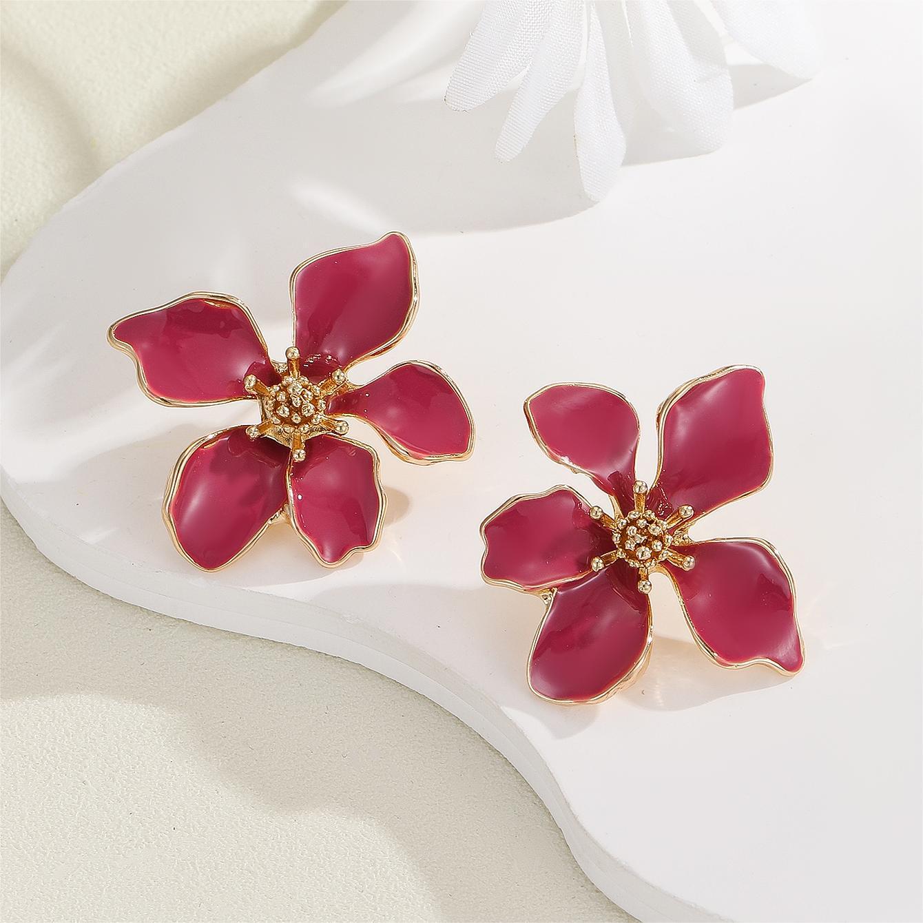 6 Set - Oil-drop flower earrings (Mix color) (Unit price 39)