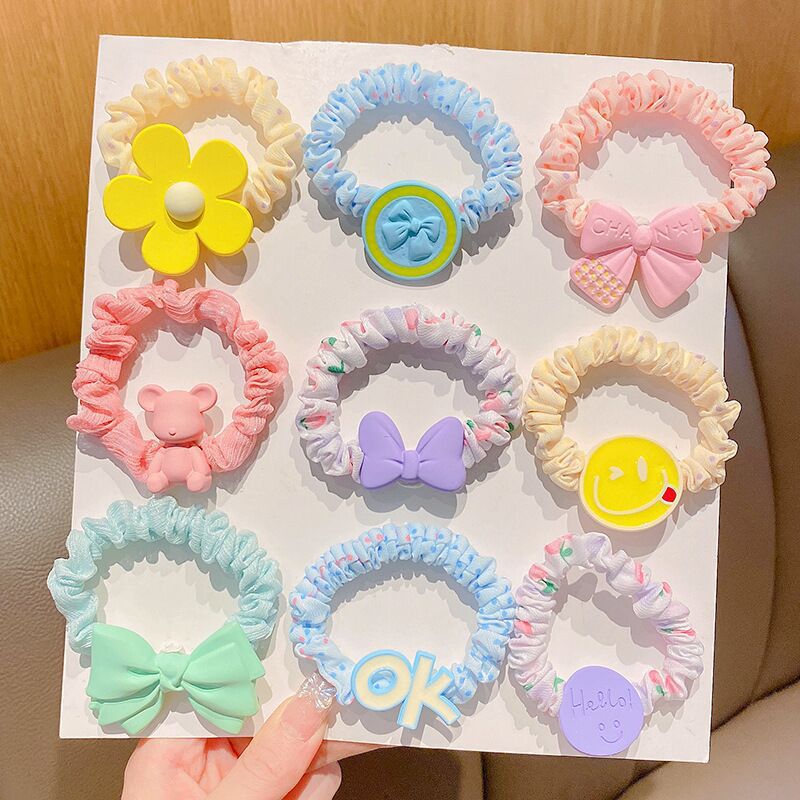 6 Set - Sweet Flower Colorful Series Hair tie rubberband (Mix Color) (5 pc set opp packing) (1 Set price - 35)