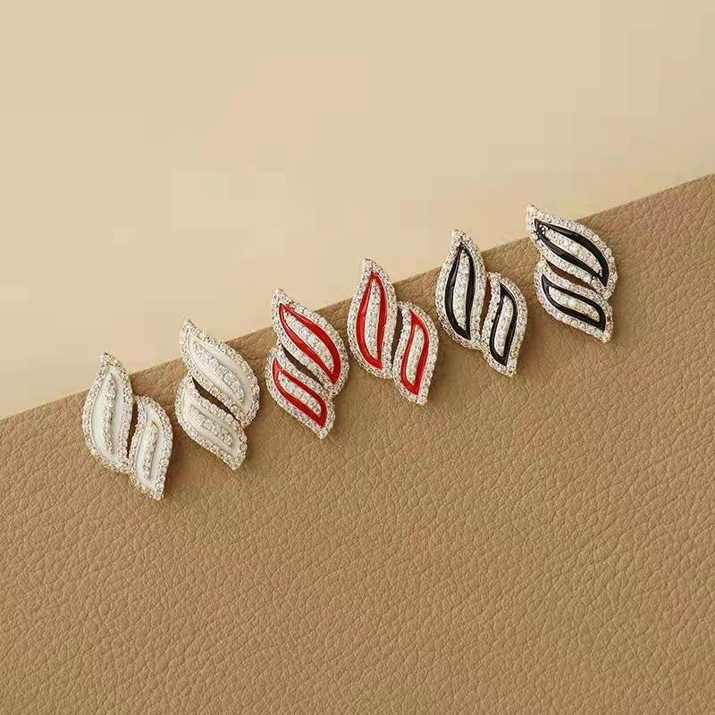 6 Set - Micro-diamond leaf earrings (Mix Colors) (Unit price 35)