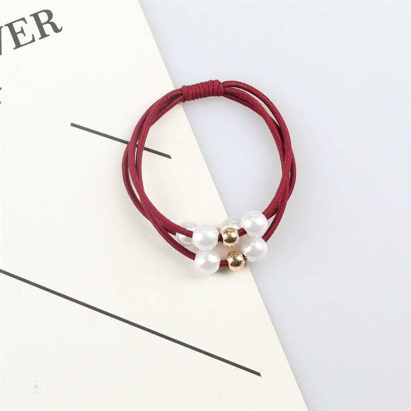 10 Pc - Three-line pearl base rubber band - Burgundy (1 Pc Price - 4)