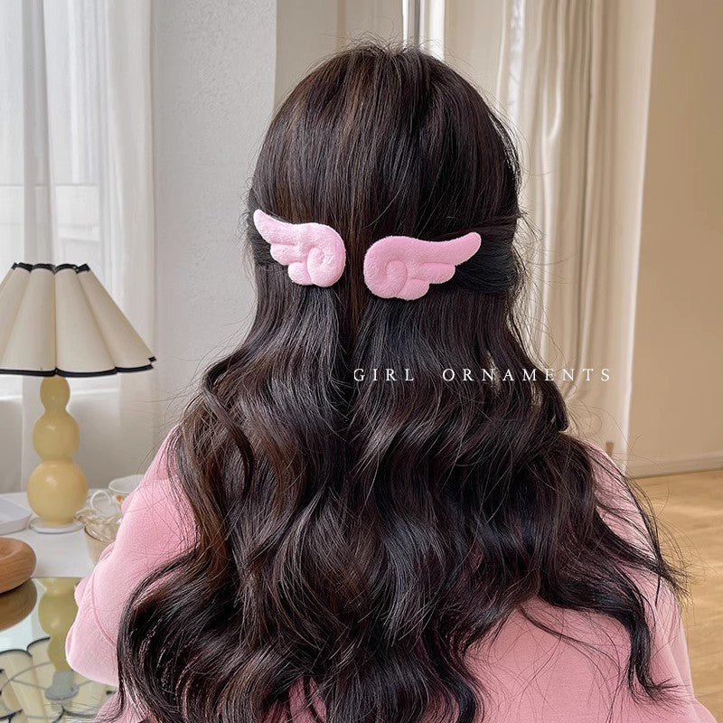 6 Set - Angel Small Wings Side Clip Magic Girl Hairpin Side Clip Cute Japanese Plush Duckbill Hairpin Headwear (Mix Color OPP bag) (Unit Price 11)