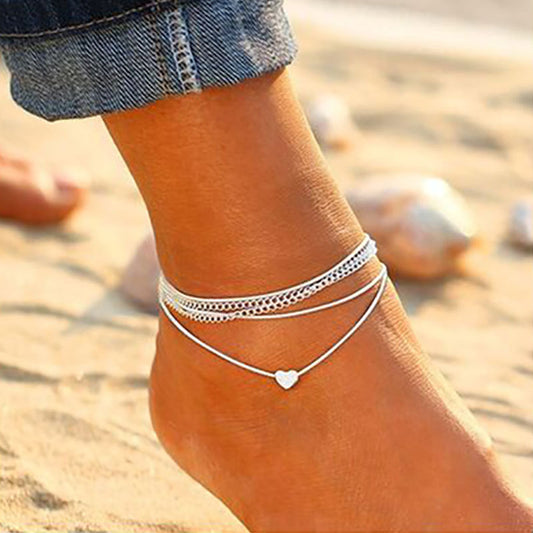 12 Pc - Multi-layer Heart Love Anklet (Unit Price - 27)