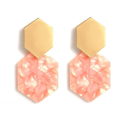 6 Set - Acrylic pendant acetate sheet long earrings - pink (1 Set price - 22)