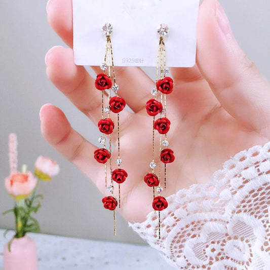 6 Set - Rose Tassel Earrings (1 Set Price - 80)