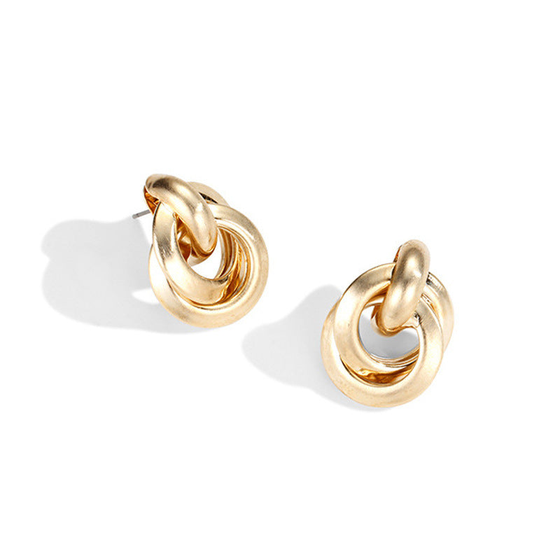 6 Pairs - Cross Iron Tube Hoop Earrings - Golden (1 Pair Price - 28)