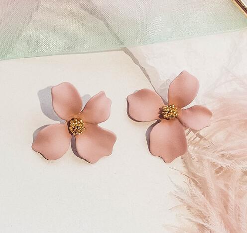 6 pc - Korean Style New Flower Earrings - light pink (Unit Price - 24)