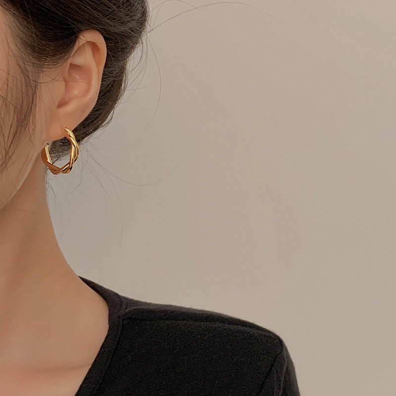 6 Set - Metal twist earrings - Golden (Unit price 20)