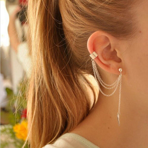 12 Pc - Leaf Tassel Earrings Ear clip (Unit Price - 13.00)