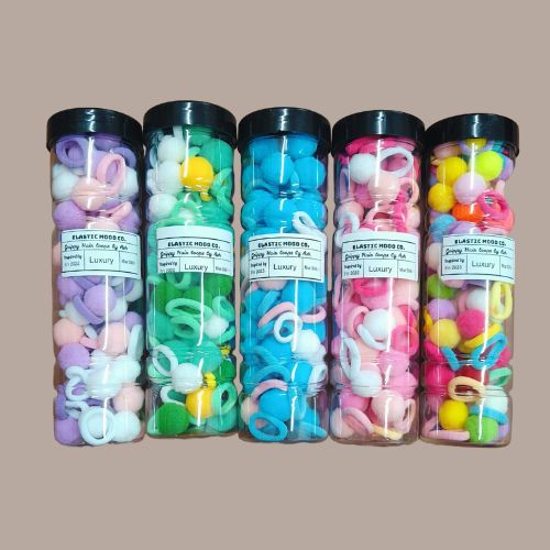 Pom pom towel ring no damage hair rubber band - 50 pc Pink - Box packing