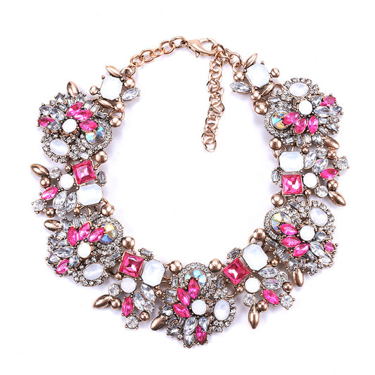 Belgium Diamond Bib Choker - Pink