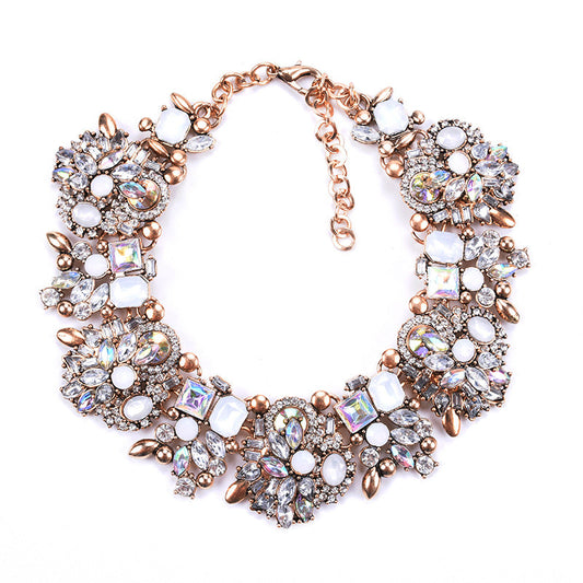 Belgium Diamond Bib Choker - White