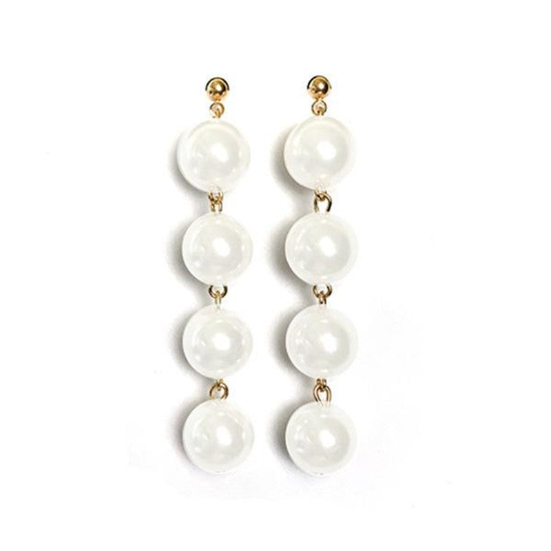 6 Pc - Beaded large pearl tassel long earrings (Unit Price - 19)