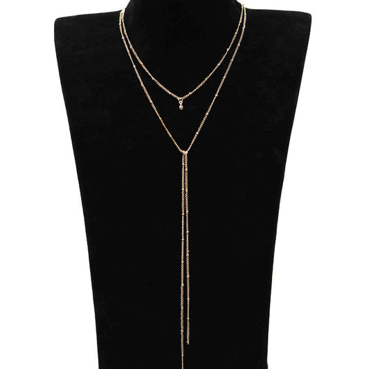 6 Pc - Women's bead chain tassel necklace - Golden (Unit Price - 24)