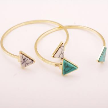 6 Pc - Triangle turquoise open bracelet - Golden (Unit Price - 29)