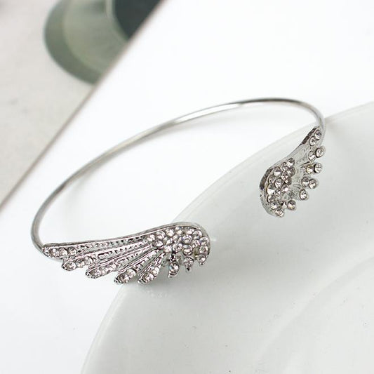 6 Pc - Angel wings open diamond bracelet - Silver (Unit Price - 32)