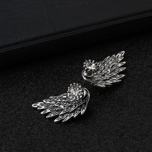 6 Pc - Three-dimensional angel wings feather earrings - Oxidised (Unit Price - 22)