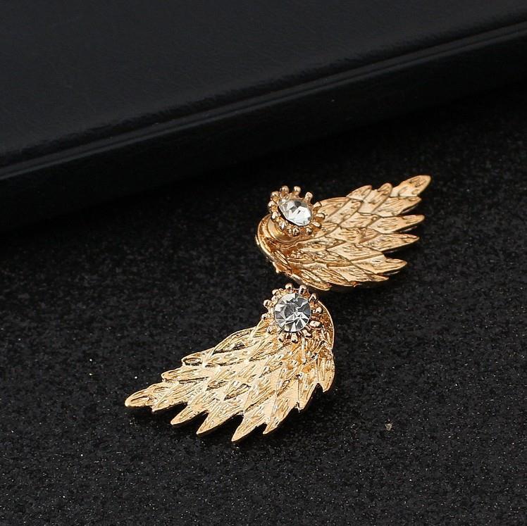 6 Pc - Three-dimensional angel wings feather earrings - Golden (Unit Price - 22)