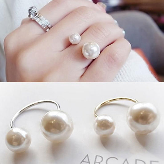 6 Pc - U-shaped pearl opening adjustable ring (Unit Price - 10)