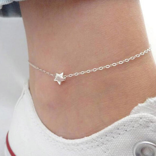 12 Pc - Five-pointed Star Beach Silver Anklet (Unit Price - 15)