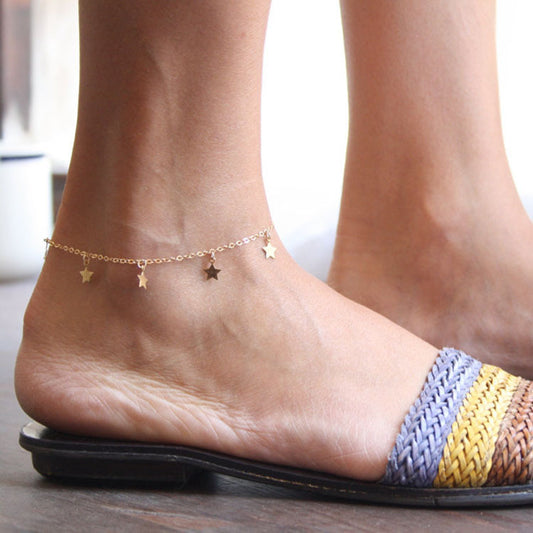 12 Pc - Simple Star Pendant Anklet (Unit Price - 19)