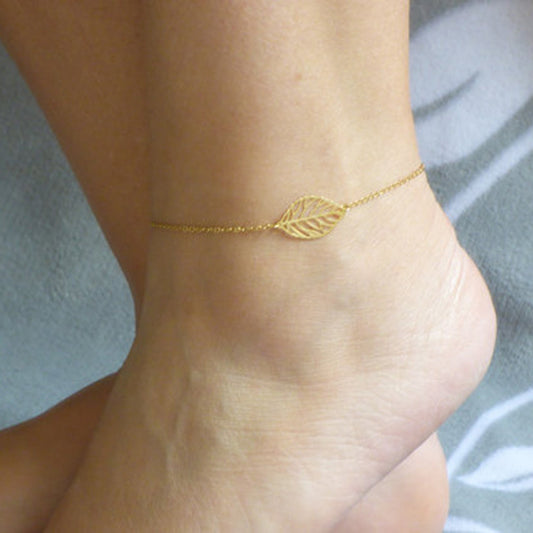 12 Pc - Golden Leaf Anklet (Unit Price - 15)