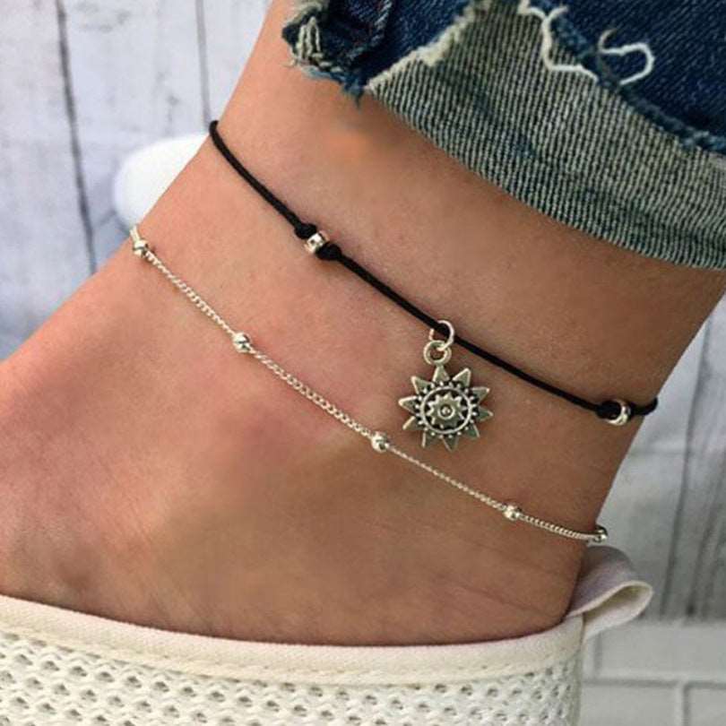 12 Pc - Double-layer Sunflower Anklet (Unit Price - 27)