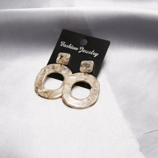 6 Set - Acrylic earrings geometric oval pendant earrings - Brown (1 Set Price - 35)