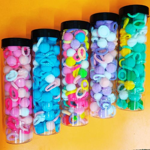 Pom pom towel ring no damage hair rubber band - 50 pc Mix color - Box packing