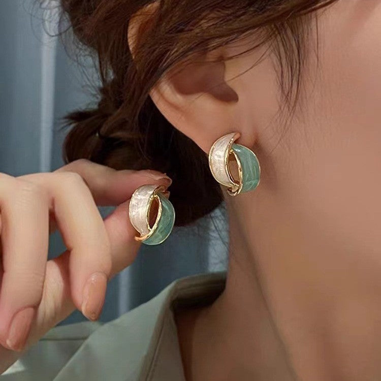 6 Set - Cross arc earrings - Lake Blue (1 Set price - 33)
